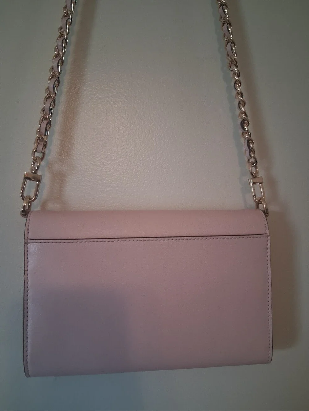 Tory Burch Blush Pink Leather Gold Chain Shoulder Wallet
